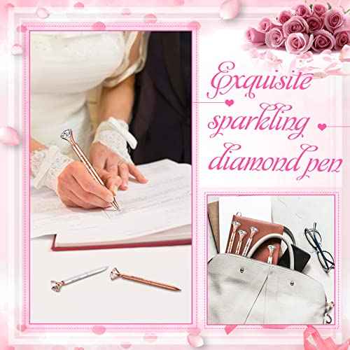Yexiya 60 Pcs Bridal Shower Gifts for Guests Diamond Pens Rose Golden Crystal Ballpoint Bling Happily Ever After Pens for Wedding Bridal Shower Bridesmaid Women Girls Gift Office Favors