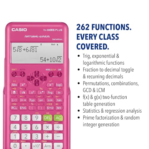 Casio Pink Scientific Calculator FX-300ESPLSB-PK with Textbook Display for Students