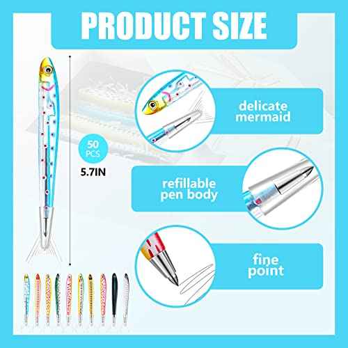 Outus Fish Pen Ballpoint Ink Pens Kawaii Novelty Pen 0.7 mm Bulk Realistic Fishing Decoration for Sea Party Favors Halloween Christmas Near Year Gift(50 Pieces)