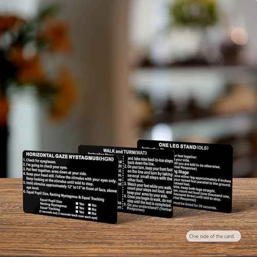 24 PCS/ 8 Set of Metal NHTSA SFST/HGN Checklist Cards, Standardized Field Sobriety Test Instruction Card - Walk and Turn, HGN, One Leg Stand, Law Enforcement, Trooper, DWI, Police Card (8 Set Black)