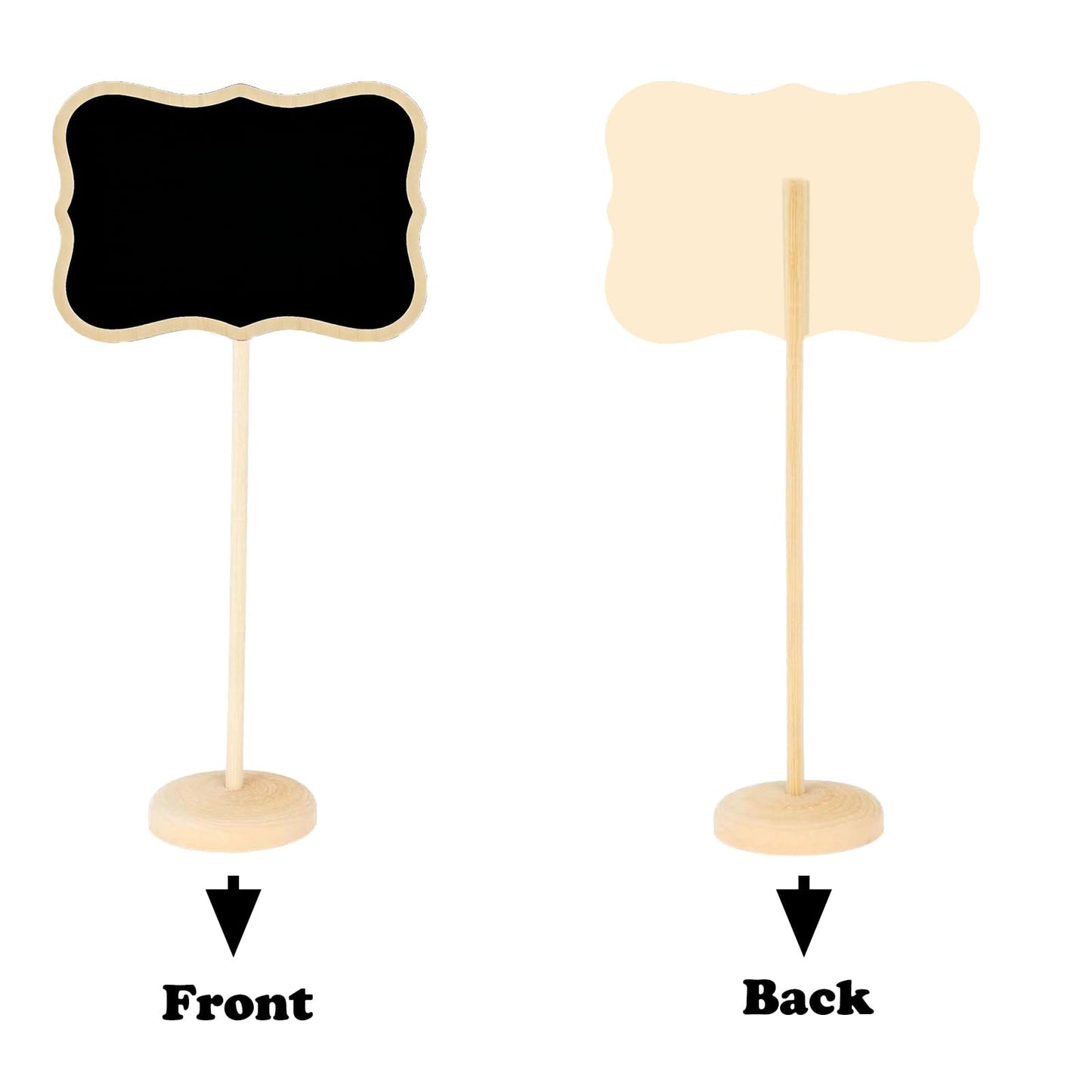 20 Pack Wood Mini Chalkboard Signs, Small Chalkboard Labels with Support Easels, Tabletop Chalk Board Sign for Table Display, Place Cards, Food Labels, Message Board Signs, Weddings Decoration (Wave)