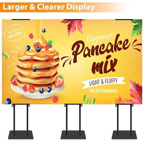 Poster Stand Heavy Duty - Adjustable Pedestal Sign Stand Double-Sided Poster Stands for Display Foam Banner, Poster Board Stand Floor Standing Sign Holder Height Up to 80 Inch, Black 1Pack