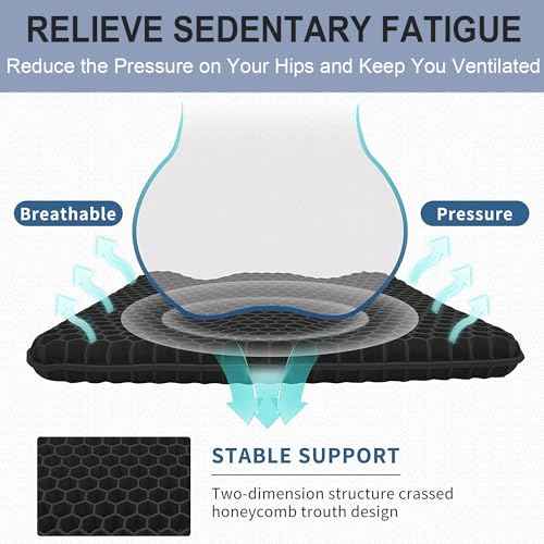 20" Gel Seat Cushion for Long Sitting(Jumbo&Thick) ? Office Chair Cushion ? Wheelchair Cushions for Pressure Sores ? Non-Slip Desk Chair Car Seat Cushion Driving ? Sciatica & Back Pain Relief