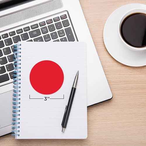 ChromaLabel 3 Inch Circle Sticker Labels, Easy to Write On Colored Dot Stickers, Permanent Adhesive Labels - 500 Sticky Dots per Roll, Red Dot Stickers