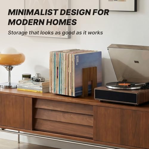 Adjustable Vinyl Record Holder for 10–60 LPs | Solid Acacia Wood