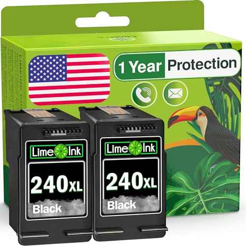 Limeink 2 Remanufactured Ink Cartridge Replacement for Canon 240xl Black Ink Cartridge for Canon pg-240xl Black mg3600 cartridges for Pixma MG3620 2 BK