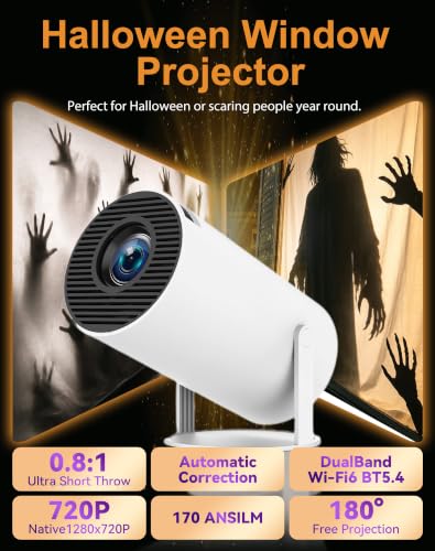 Halloween Window Projector with WiFi & Bluetooth, Black with Curtains