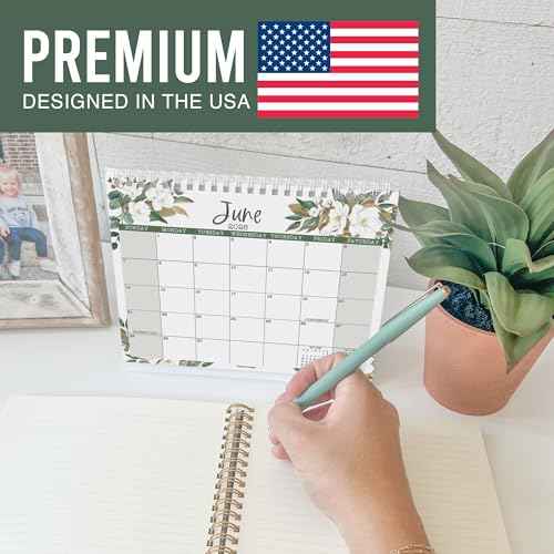 Small Desk Calendar 2026-2027 - Standing Flip Desk Calendars 2026, 18 Months Stand Up Calendars from Jan 2026 to June 2027, Magnolia Desktop Calendar Planner for Home, School, Office