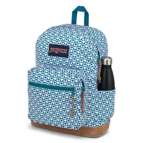 JanSport Right Pack Backpack - Durable Daypack with Padded 15" Laptop Sleeve, Spacious Main Compartment & Integrated Water Bottle Pocket - Hyped Hearts Green