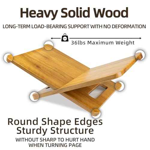 Wood Book Stand for Reading with Handles Large Wooden Book Holder for Display Open Bookstand for Recipe Cook Book