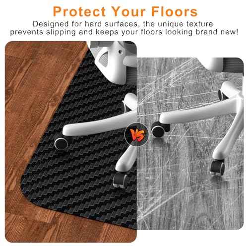 63 x 51 Inches Office Chair Mat for Hardwood Floor - Black Computer Chair Mat Easy Glide Easy Clean Anti-Slip No Curling - Desk Floor Mat Hard Floors for Home/Office