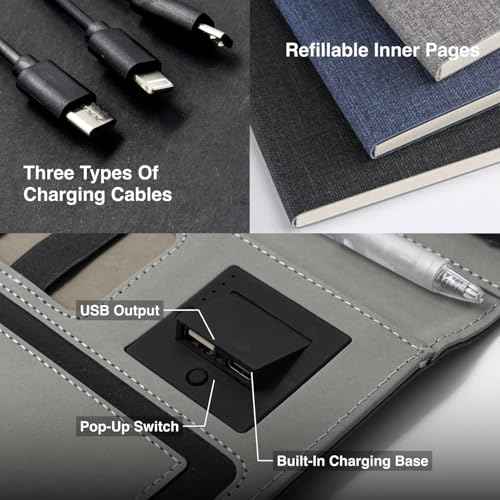 High Performance Planner Professional Notebook with Built-in Power Bank & Wireless Charger Work Planner Organizer Notebook for Men and Women Work Binder for Personal Organization