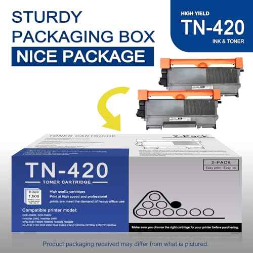 2 Pack TN420 TN-420 Black Toner Cartridge Compatible TN420 Replacement for Brother TN420 DCP-7060D 7065DN IntelliFax-2840 2940 HL-2220 2230 2240 2240D 2275DW 2280DW MFC-7240 7360N 7365DN 7860DW Printe