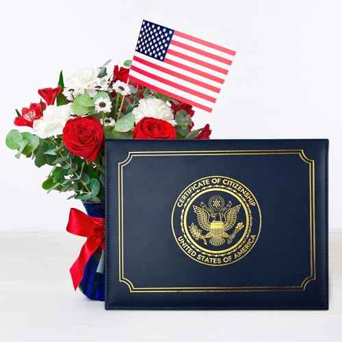 US Citizenship Certificate Holder, COIDEA US Citizenship Gifts, PU Naturalization Certificate Holder with Gold American Seal, Certificate Cover with Padded, Standard Size