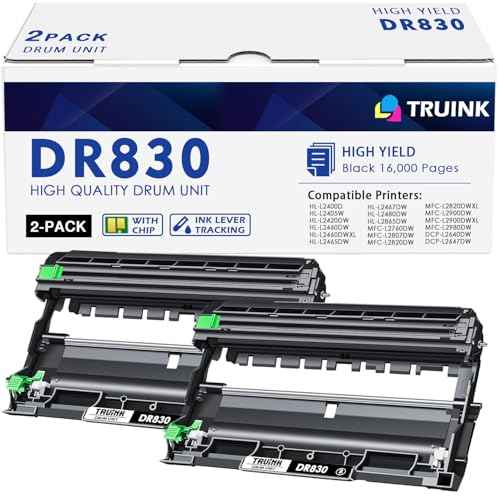 DR830 Drum Unit (NOT Toner) Replacement for Brother DR830 DR-830 High Yield Drum Unit Compatible with Brother HL-L2460DW HL-L2405W MFC-L2820DW DCP-L2640DW HL-L2465DW HL-L2480DW Printer (2 Pack)