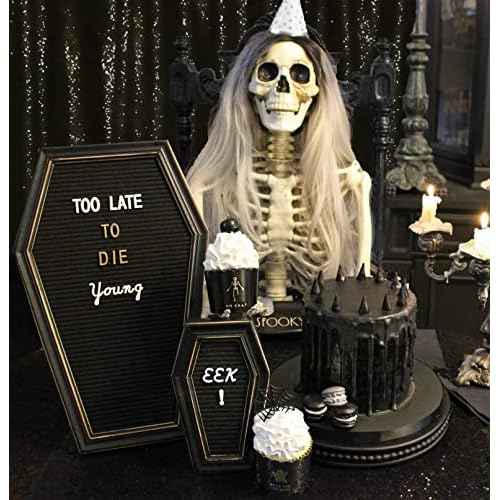 Coffin Letter Board Sign [Large and Mini Combo] - Witchy Decor Aesthetic, Gothic Home Decor Word Board With Letters Changeable Letter Board Sign Goth Room Decor Coffin Pin Board, Emo Room Decor Black