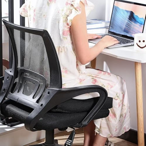 2 Pcs Large Memory Foam Seat Cushion 18 x 16 x 3 Inch Breathable Chair Pad Cushions Comfortable Wheelchair Chair Pillow with Washable Cover for Desk Car Office Back Pain Relief Coccyx Cushion (Black)