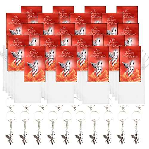 Smiling Wisdom - 20 Bulk Gifts - Phoenix Mini Appreciation Greeting Cards and Key Chain Keepsake Gift Sets - Employee Staff Team Men Women Recovery - 60 Pcs - Silver Phoenix