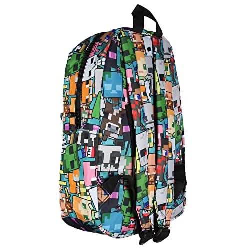 Bioworld Minecraft Backpack Multi Character Chibi Video Game School Laptop Travel Backpack