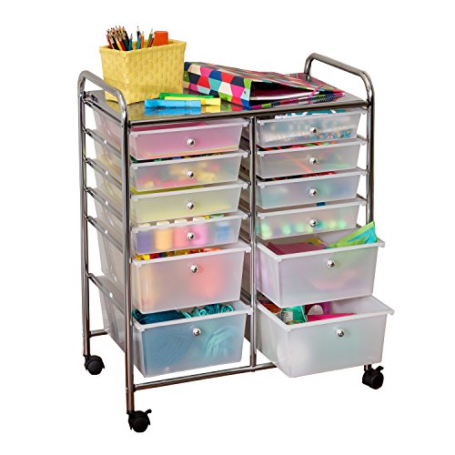 Honey-Can-Do Rolling Craft Storage Cart, Clear 12-Drawer
