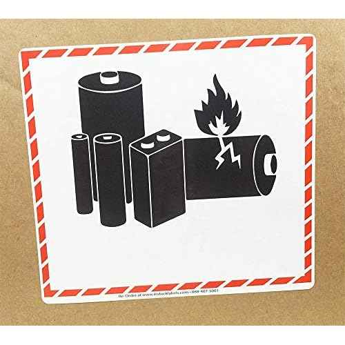 Lithium Ion Battery Icon Warning Labels Blank Space to Write in 2019 Compliant 4.5 x 5 Inch 500 Adhesive Stickers