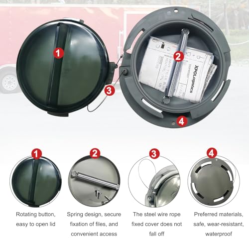 Cabtherlyn 4 Pack Truck & Trailer Twist Lock Document Holders Waterproof Gray ABS
