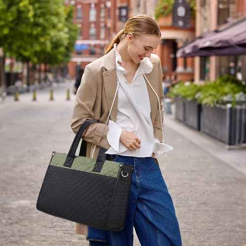 LOVEVOOK Laptop Tote Bag for Women,Canvas Work Tote Bag for Women with Clutch Purse,15.6 Inch Computer Briefcase Bag,Professional Teacher Business Office,Lightweight Shoulder Travel