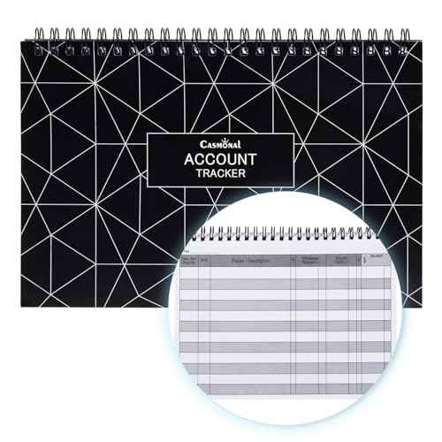 CASMONAL A5 Check Registers for Personal Checkbook, Big Checkbook Register & Financial Transaction Ledger Log Book for Small Business, Track Payments, Deposits, Debit Card and Bank Account, Black