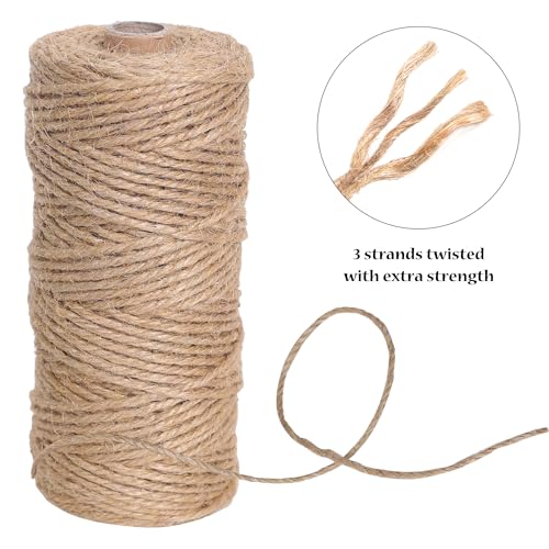 Natural Jute Twine 328ft 3mm,3Ply Twisted Thick Rope Strong String