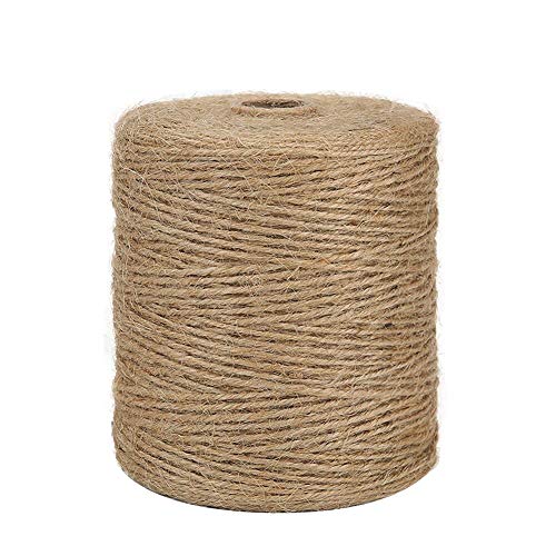 Tenn Well Natural Jute Twine 2mm x 984ft - Brown Garden String for Arts, Crafts, Gift Wrapping