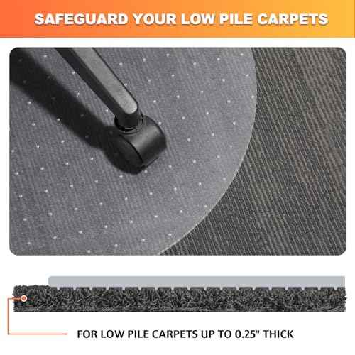 Thickened Chair Mat for Carpet- Low Pile Carpet Protector for Office Computer Desk Chair. Heavy Duty Desk Chair Mat for Carpeted Floors. Clear. (Round, 39x39 in)