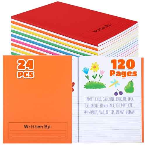 Henoyso 24 Pcs 120 Pages Primary Composition Notebooks K-2 9 3/4 x 7 1/2 Inch Journals Primary Journals Blank Books for Kids to Write Stories Kindergarten (Colorful)