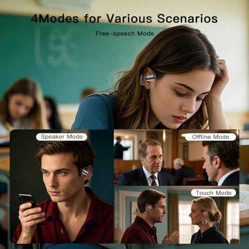 AI Translation Earbuds,OWS LCD 144 Language Translator Open Ear Headphones in Real Time,HD Stereo Noise Cancelling 3-in-1 EarbudsTranslation Device for Travel Business Learning (Sliver)
