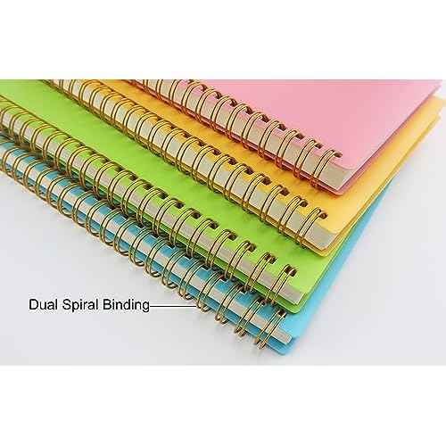 Spiral Notebook Journal,5.5" x 8.5" Plastic Hardcover College Ruled Notebook with 4 Colors,80 Sheets / 160 Pages Per Journal for Work,Study and Notes (light green,light blue,yellow,pink).