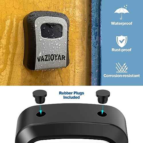 Key Lock Box for Outside, Portable Waterproof Wall Mounted Resettable 4-Digit Combination Key Storage Lockbox, 5 Keys Capacity Key (With Shackles)