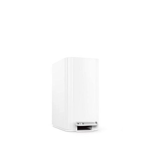 simplehuman Small Bathroom Trash Can with Lid, Stainless Steel Waste Basket, 5 Liter / 1.3 Gallon, White