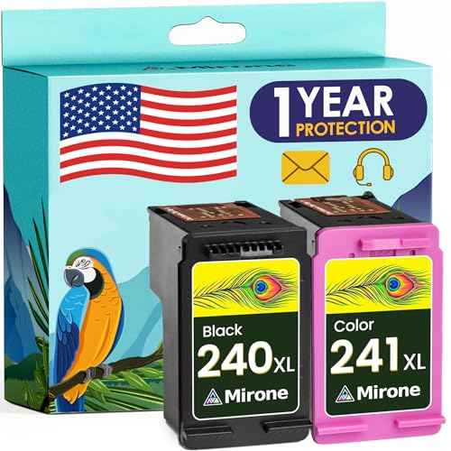 Mirone Remanufactured Ink Cartridges Replacement for Canon 240xl 241xl Combo Pack for Cannon 240 241 Printer Ink Cartridge for Canon MG3600 Cartridges Black Pixma MG3620 PG 240xl Cartridge 2pk