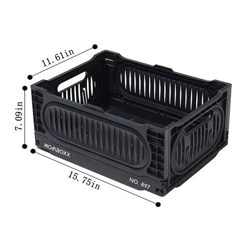 jooact Collapsible Plastic Storage Basket Fordable Crate Organizer for Home Outdoor Office Organizing (Medium 2 pack,Black)