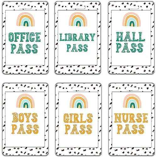 ABAMERICA Hall Passes For Classrooms With Breakaway Lanyard, Bathroom Passes For Classroom Designed In Usa With Acrylic Plate Lifetime Quality Assurance Teaher Classroom Must Haves