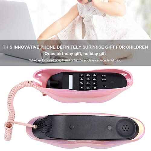 Lip Landline Phone, Electroplating Funny Lip Shape Telephone, Home Desktop Corded Fixed Telephone for Home Office Phones¡¦