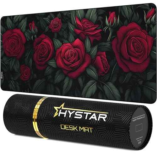 Hystar¢ç Extended Gaming Mouse Pad | XXL 36" x 16" | 5mm Thick, Waterproof Surface, Smooth Polyester Fabric, and Natural Rubber Base | Bloom