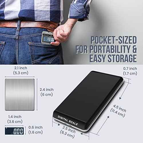 Flexzion Jewelry Small Digital Scale .01 Gram Accuracy - Portable Digital Jewelry Scale Gram & Ounces with 300g Weight Capacity - Micro Scale for Herbs, Gold, Coins with Multi-Unit Conversion