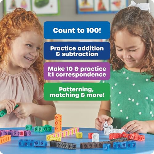 MathLink Cubes Set of 100 Educational STEM Math Manipulatives for Kids