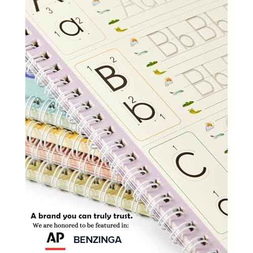 Large Magic Handwriting Practice Workbooks, Reusable Grooved Handwriting Practice for Kids 3-8, Toddler Writing Practice, Math Calligraphy, Letter Tracing, for Kindergarten Preschool, The Fun Kit