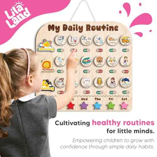 Wooden Daily Routine with Stars, Chore Chart for Kids, Visual Schedule for Kids, Morning Evening Routine Chart, Preschool Routine Chart, Routine Chart for Kids