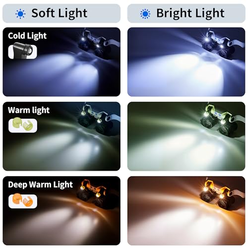JARLINK Magnifying Glass with LED Light, 14 Interchangeable Lenses, Hands-Free, Black