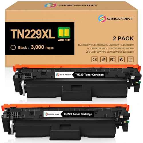 Compatible Toner Cartridges Replacement for Brother TN229XL Black TN229 TN229XLBK TN-229XL Toner Work for MFC-L3780CDW MFC-L3720CDW HL-L3280CDW HL-L3220CDW HL-L3300CDW Printer (2 Pack Black)