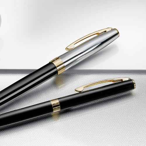 Sheaffer Sagaris Black Ballpoint Pen with Chrome Cap and Gold Tone Trim