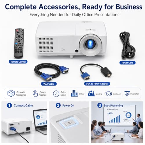 Exingxiu 3300 Lumens Business Projector for Office Presentations