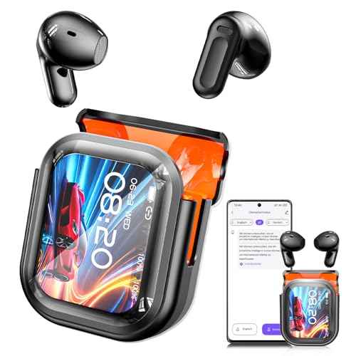 NE20 Translation Earbuds Real Time, AI 135 Language Translator Earbuds, 5 Translation Modes, LCD Touch Screen, HiFi Sound, Translate Ear Buds Wireless Bluetooth 6.0 Headphones for Travel Learning